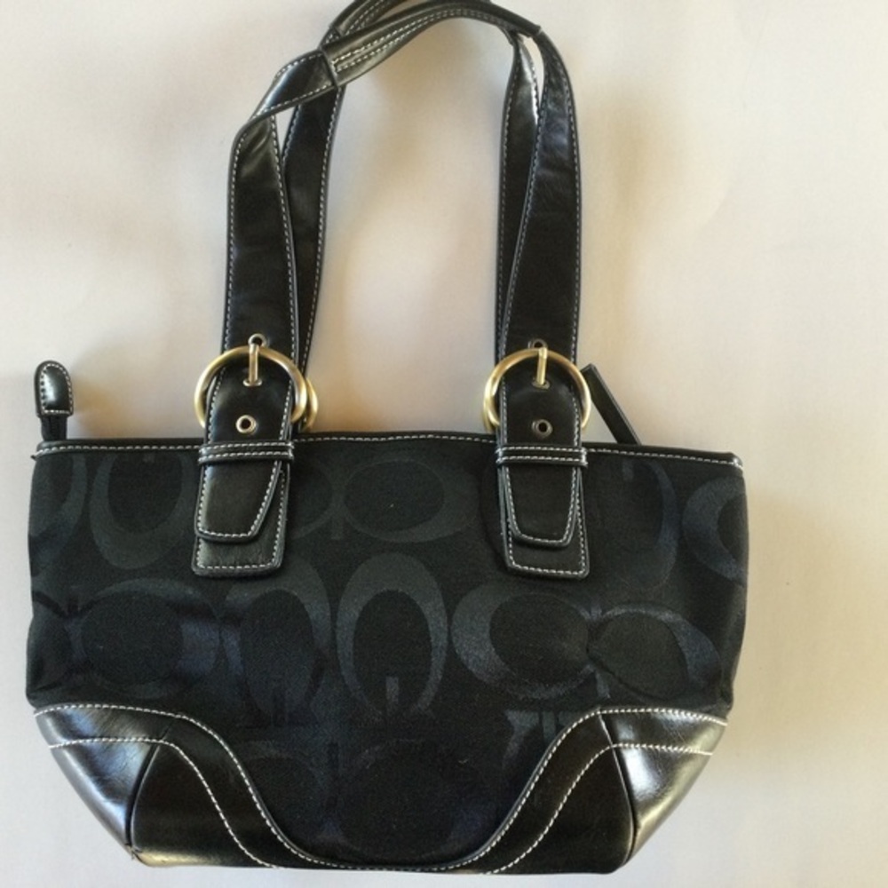 Rachel Black Fabric & Leather Shoulder Handbag